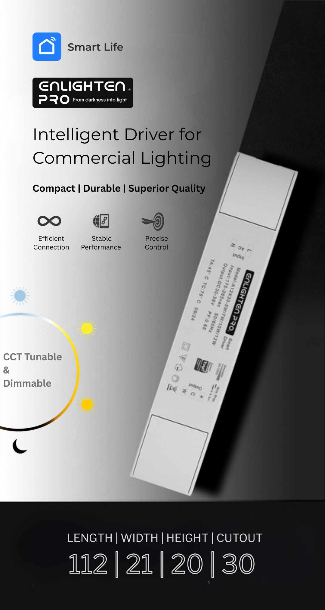 Enlighten Pro Smart Driver - CCT Tunable & Dimmable LED Driver